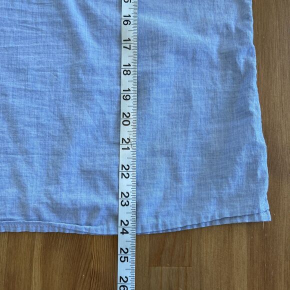 Talbots Top Blouse Womens Petite Med Embroidered Sleeves Blue Peasant Boho - Picture 11 of 11